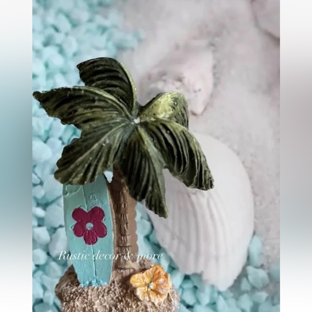 Fairy Garden Miniature Palm Tree with Surfboard Decor